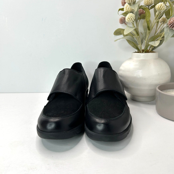 Mephisto Air-Jet Colombe Monk Strap Leather/Suede Shoes Black Women 8 Tried On - Picture 2 of 10